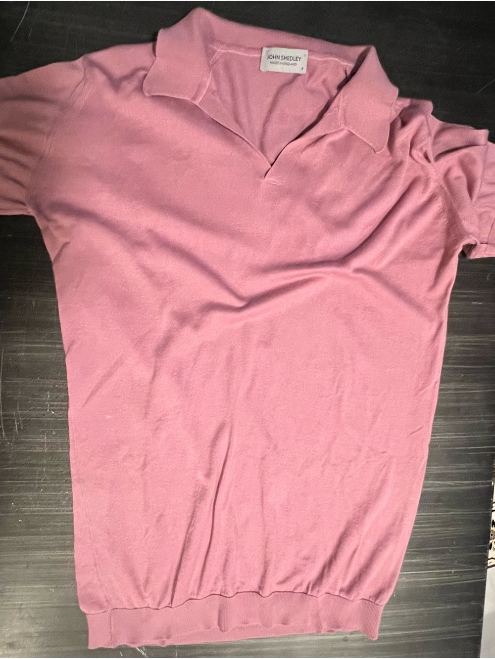 John Smedley Dusty Rose Short Sleeve Polo Knit